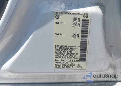 2018 Nissan Altima 2.5 S z USA, uszkodzony, nr VIN 1N4AL3AP3JC183120